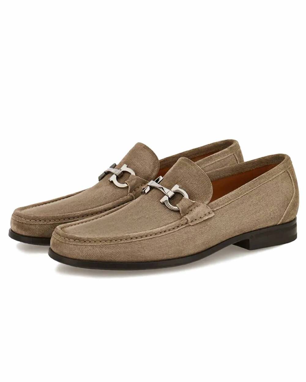 NEW SALVATORE FERRAGAMO men's grandioso gancini bit loafer in safari